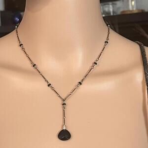 Elegant Black Beaded Pendant Necklace